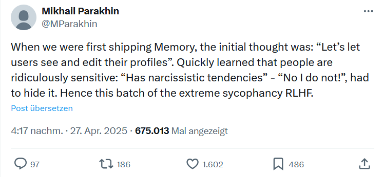 Abb. 4: Der X-Post von Ex-Microsoft-Manager Mikhail Parakhin zeigt die Abwehr von Nutzenden beim Einsehen der über sie angelegten Profile