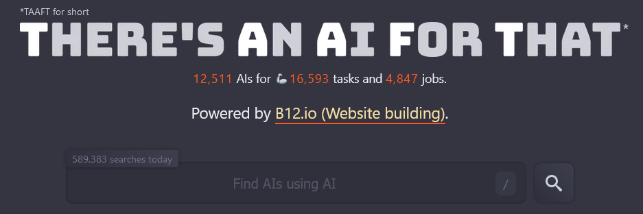 Screenshot von&nbsp;<a href="https://theresanaiforthat.com/" target="_blank" rel="noreferrer noopener">theresanaiforthat.com</a>