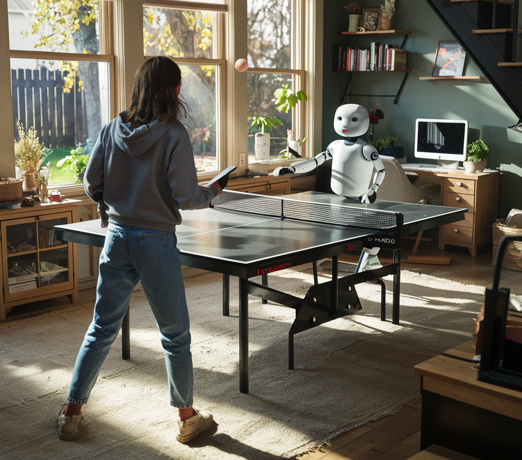 Abb. 1: Der Bot als Ping Pong Partner*in. Generiert von Alexander Piwowar mit ideogram.ai&nbsp;<br>Grafik: Alexander Piwowar